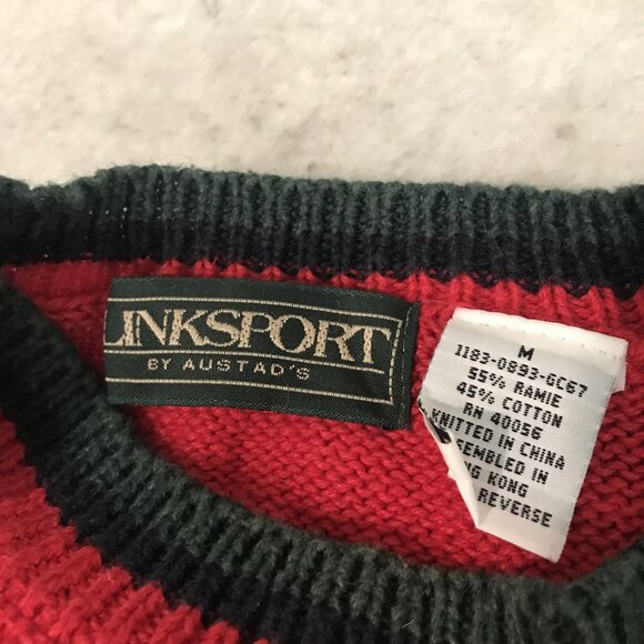 Vintage Linksport Sweater Womens Medium Golf Intarsia Novelty 90s Austads Retro - Picture 5 of 7